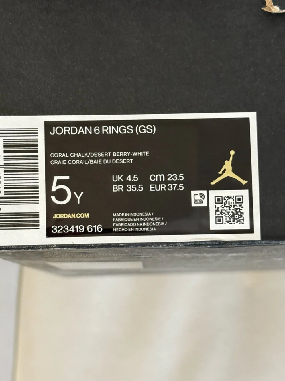 Nike Air Jordan 6 Rings GS Coral Chalk Desert Berry White Size 5Y Girls w/box - Picture 11 of 16